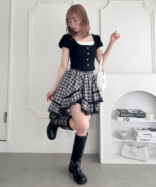 Loueme(ルエム)の「イレヘムチェックレースミニスカパン(スカート・レディース・アイボリー/ブラック・FREE)」の21枚目の写真