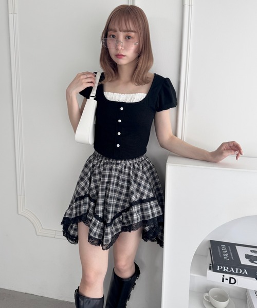 Loueme(ルエム)の「イレヘムチェックレースミニスカパン(スカート・レディース・アイボリー/ブラック・FREE)」の20枚目の写真