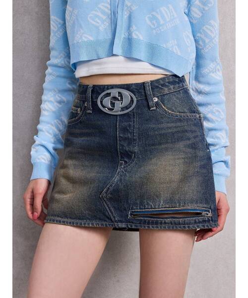 GYDA（ジェイダ）の「GD MOLDスカートライクデニムショートパンツ（デニムスカート・レディース・ライトブルー/インディゴブルー・X-SMALL/SMALL/MEDIUM）」の3枚目の写真