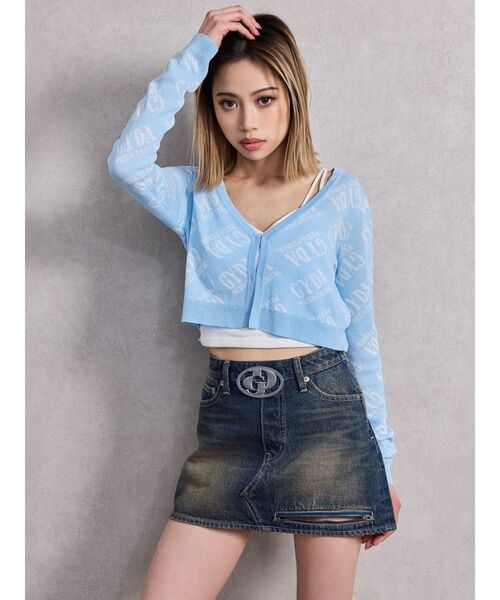 GYDA（ジェイダ）の「GD MOLDスカートライクデニムショートパンツ（デニムスカート・レディース・ライトブルー/インディゴブルー・X-SMALL/SMALL/MEDIUM）」の4枚目の写真