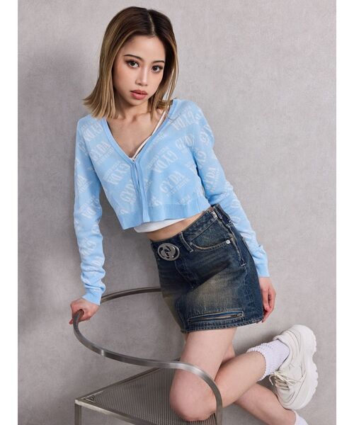 GYDA（ジェイダ）の「GD MOLDスカートライクデニムショートパンツ（デニムスカート・レディース・ライトブルー/インディゴブルー・X-SMALL/SMALL/MEDIUM）」の5枚目の写真