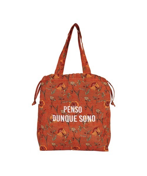 ★★LALA⭐⭐です！タンバリンbordeauxトートバッグハンドメイド ブランド古着】ペイント総柄ポーチ付きレザートートバッグ