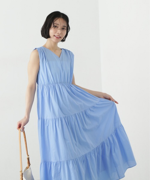 N.(N. Natural Beauty Basic)(エヌエヌナチュラルビューティーベーシック)の「【PS/低身長サイズ】コットンVネックティアードワンピース(ワンピース・レディース・オレンジ/ブラック/ブルー・SMALL/MEDIUM/PS)」の17枚目の写真