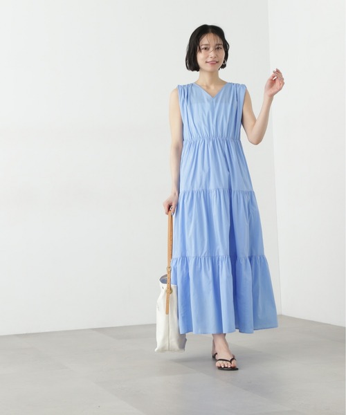 【たま】N. コットンVネックティアードワンピース N. Natural Beauty Basic*｜コットンVネックティアード