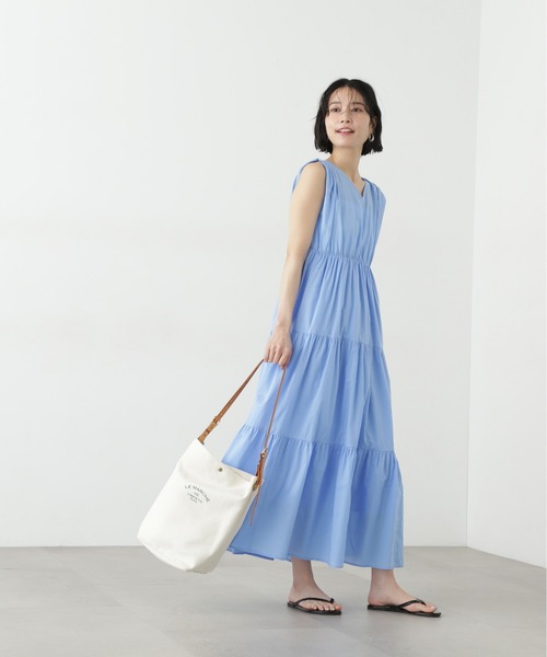 【たま】N. コットンVネックティアードワンピース N. Natural Beauty Basic*｜コットンVネックティアード