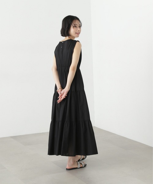 N.(N. Natural Beauty Basic)(エヌエヌナチュラルビューティーベーシック)の「【PS/低身長サイズ】コットンVネックティアードワンピース(ワンピース・レディース・オレンジ/ブラック/ブルー・SMALL/MEDIUM/PS)」の7枚目の写真