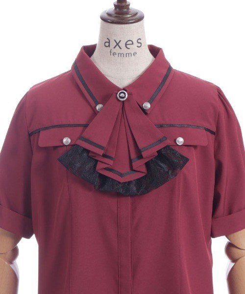 フリルジャボ付配色ラインブラウス（シャツ/ブラウス）｜axes