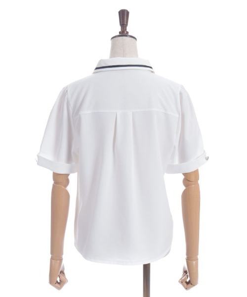 axes femme（アクシーズファム）の「フリルジャボ付配色ラインブラウス（シャツ/ブラウス・レディース・ホワイト/ネイビー/レッド・FREE）」の9枚目の写真