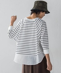 MAYSON GREY | 7分袖ドライコットン裾ドッキングドルマンプルオーバー(Tシャツ/カットソー)