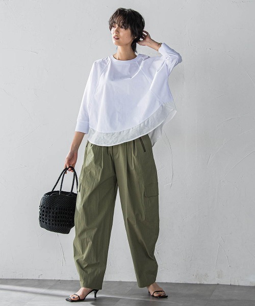 MAYSON GREY(メイソングレイ)の「7分袖ドライコットン裾ドッキングドルマンプルオーバー(Tシャツ/カットソー・レディース・ホワイト/ホワイト系その他/ライトグレー・M)」の8枚目の写真