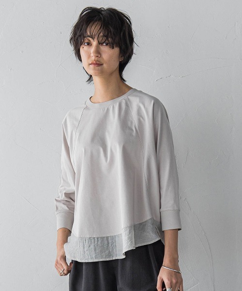 MAYSON GREY(メイソングレイ)の「7分袖ドライコットン裾ドッキングドルマンプルオーバー(Tシャツ/カットソー・レディース・ホワイト/ホワイト系その他/ライトグレー・M)」の20枚目の写真
