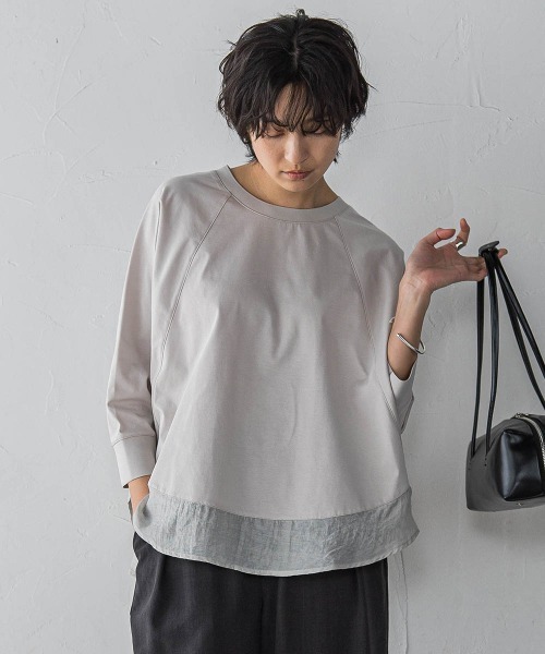 MAYSON GREY(メイソングレイ)の「7分袖ドライコットン裾ドッキングドルマンプルオーバー(Tシャツ/カットソー・レディース・ホワイト/ホワイト系その他/ライトグレー・M)」の21枚目の写真