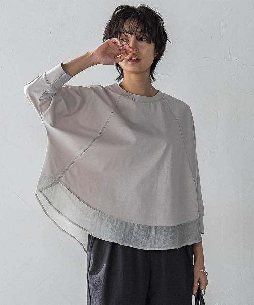 MAYSON GREY(メイソングレイ)の「7分袖ドライコットン裾ドッキングドルマンプルオーバー(Tシャツ/カットソー・レディース・ホワイト/ホワイト系その他/ライトグレー・M)」の22枚目の写真