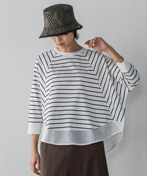 MAYSON GREY(メイソングレイ)の「7分袖ドライコットン裾ドッキングドルマンプルオーバー(Tシャツ/カットソー・レディース・ホワイト/ホワイト系その他/ライトグレー・M)」の11枚目の写真