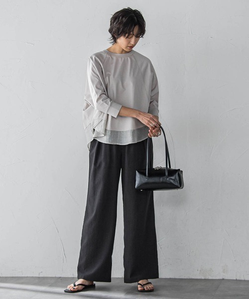 MAYSON GREY(メイソングレイ)の「7分袖ドライコットン裾ドッキングドルマンプルオーバー(Tシャツ/カットソー・レディース・ホワイト/ホワイト系その他/ライトグレー・M)」の16枚目の写真