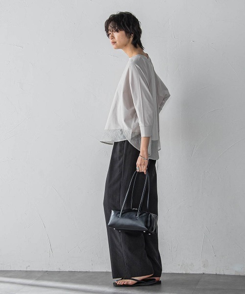 MAYSON GREY(メイソングレイ)の「7分袖ドライコットン裾ドッキングドルマンプルオーバー(Tシャツ/カットソー・レディース・ホワイト/ホワイト系その他/ライトグレー・M)」の17枚目の写真