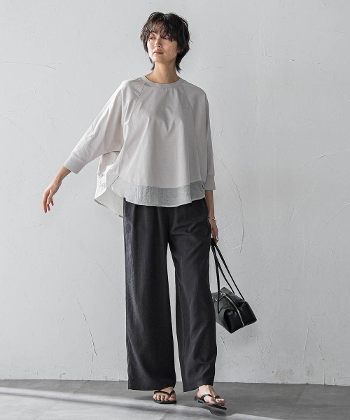 MAYSON GREY(メイソングレイ)の「7分袖ドライコットン裾ドッキングドルマンプルオーバー(Tシャツ/カットソー・レディース・ホワイト/ホワイト系その他/ライトグレー・M)」の18枚目の写真
