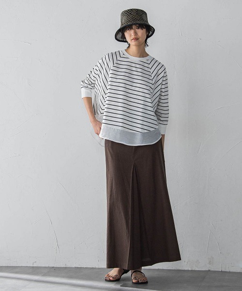 MAYSON GREY(メイソングレイ)の「7分袖ドライコットン裾ドッキングドルマンプルオーバー(Tシャツ/カットソー・レディース・ホワイト/ホワイト系その他/ライトグレー・M)」の13枚目の写真