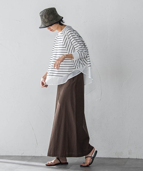 MAYSON GREY(メイソングレイ)の「7分袖ドライコットン裾ドッキングドルマンプルオーバー(Tシャツ/カットソー・レディース・ホワイト/ホワイト系その他/ライトグレー・M)」の14枚目の写真