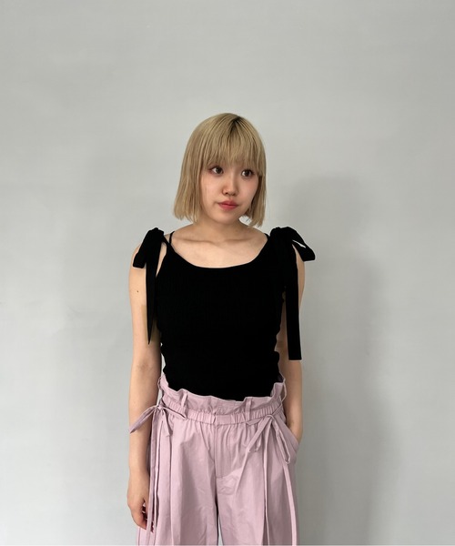 Fano Studios(ファノ ストゥディオズ)の「リボンストラップ リブキャミソール FC25S221【Fano Studios】(Tシャツ/カットソー・レディース・ブラック/ホワイト・L/M/S)」の6枚目の写真