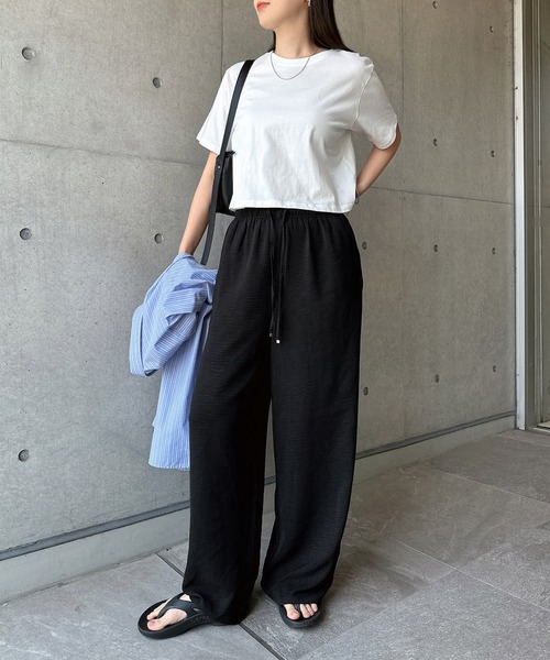 andme(アンドミー)の「【新色追加】イージーワイドパンツ【UVカット/接触冷感/吸水速乾】(その他パンツ・レディース・モカ/オフホワイト/ブラック/ダークブラウン/キナリ・M/L)」の14枚目の写真
