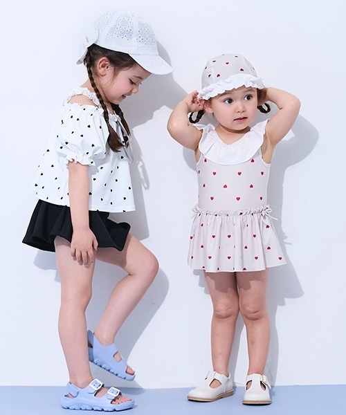 petit main(プティマイン)の「【SWIM】ハートパフスリーブタンキニ(水着・キッズ・アイボリー/レッド・90cm/120cm/130cm/100cm/110cm/80cm)」の18枚目の写真