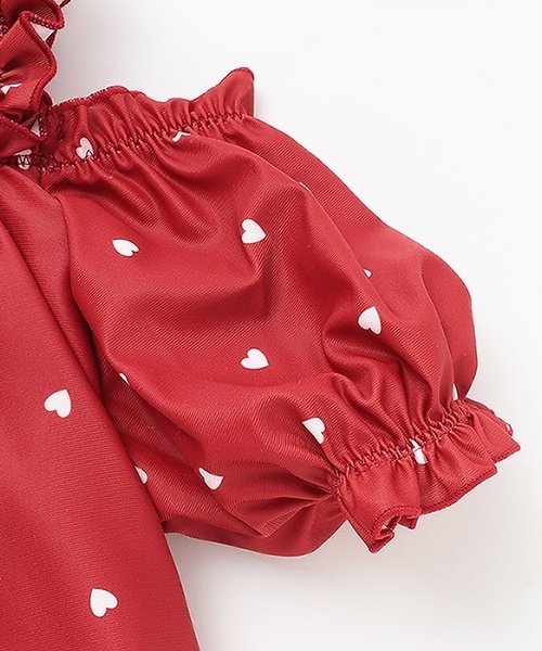 petit main(プティマイン)の「【SWIM】ハートパフスリーブタンキニ(水着・キッズ・アイボリー/レッド・90cm/120cm/130cm/100cm/110cm/80cm)」の9枚目の写真
