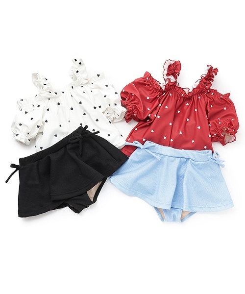 petit main(プティマイン)の「【SWIM】ハートパフスリーブタンキニ(水着・キッズ・アイボリー/レッド・90cm/120cm/130cm/100cm/110cm/80cm)」の13枚目の写真