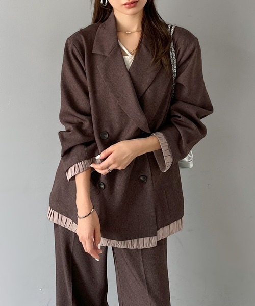 mily bilet(ミウィビレット)の「【mily bilet】ゆるっと大人見え。バルーンフリルレイヤードジャケット(セットアップ可能)(テーラードジャケット・レディース・ベージュ/ブラウン/ブラック/グレー系その他・X-LARGE/LARGE/MEDIUM/SMALL)」の14枚目の写真