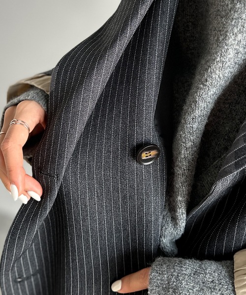 mily bilet(ミウィビレット)の「【mily bilet】ゆるっと大人見え。バルーンフリルレイヤードジャケット(セットアップ可能)(テーラードジャケット・レディース・ベージュ/ブラウン/ブラック/グレー系その他・X-LARGE/LARGE/MEDIUM/SMALL)」の21枚目の写真