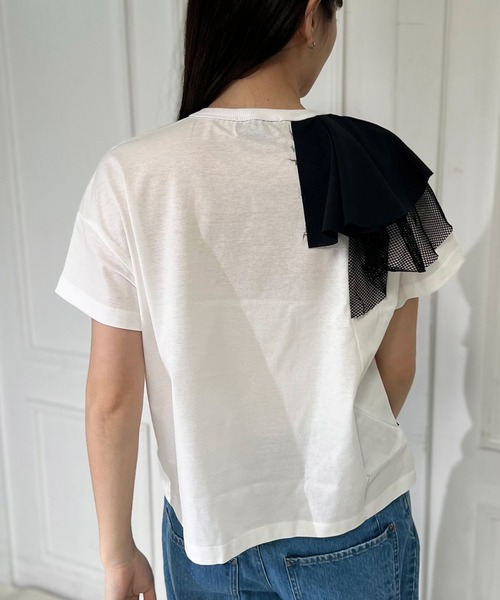 mien（ミアン）の「【mien別注】プリントフリルTee（Tシャツ/カットソー・レディース・ブラック/オフホワイト・38）」の9枚目の写真