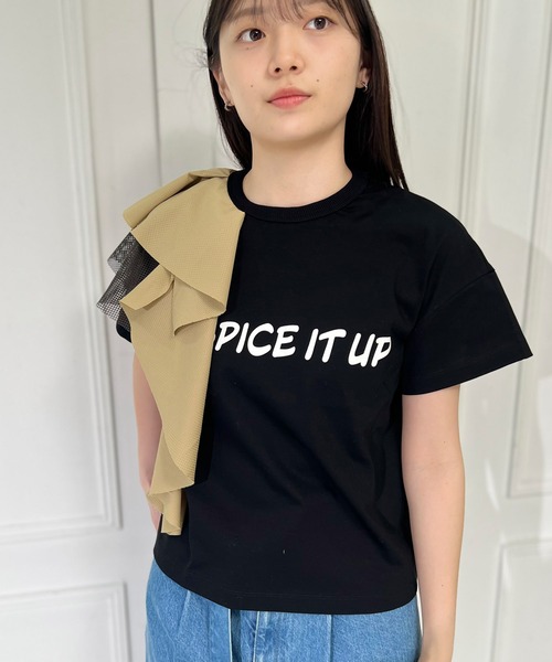 mien（ミアン）の「【mien別注】プリントフリルTee（Tシャツ/カットソー・レディース・ブラック/オフホワイト・38）」の11枚目の写真