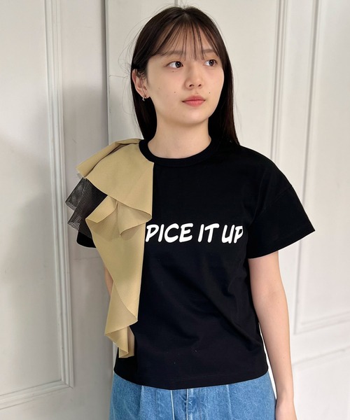 mien（ミアン）の「【mien別注】プリントフリルTee（Tシャツ/カットソー・レディース・ブラック/オフホワイト・38）」の12枚目の写真
