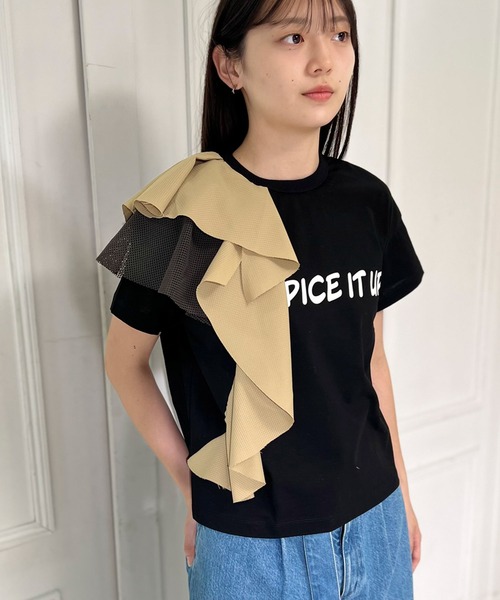 mien（ミアン）の「【mien別注】プリントフリルTee（Tシャツ/カットソー・レディース・ブラック/オフホワイト・38）」の10枚目の写真