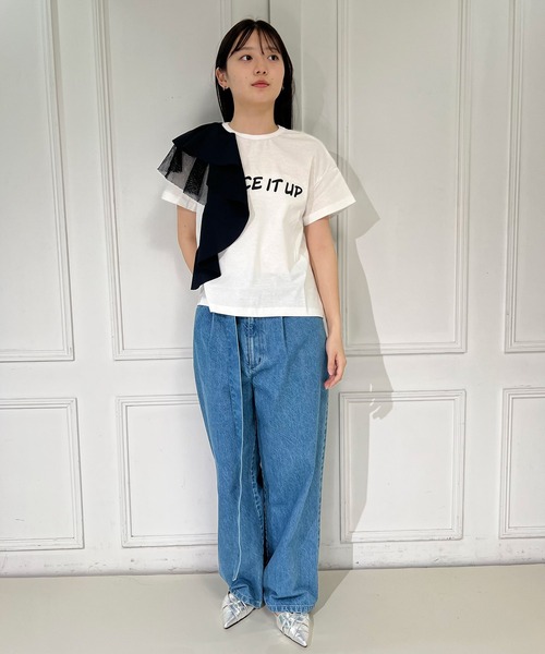 mien（ミアン）の「【mien別注】プリントフリルTee（Tシャツ/カットソー・レディース・ブラック/オフホワイト・38）」の21枚目の写真