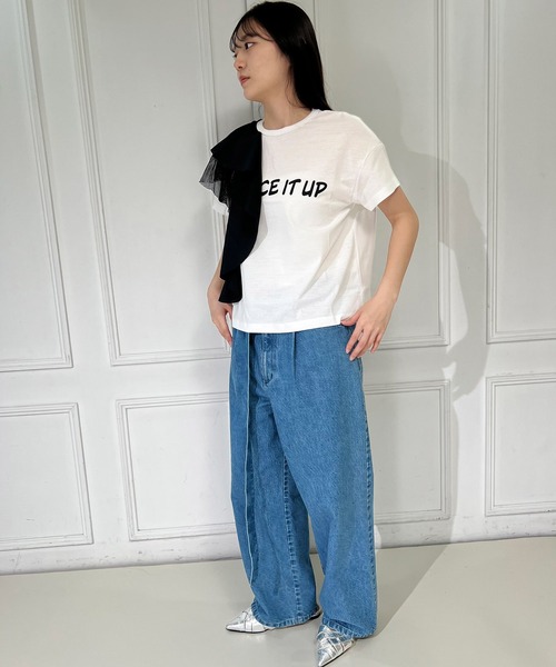 mien（ミアン）の「【mien別注】プリントフリルTee（Tシャツ/カットソー・レディース・ブラック/オフホワイト・38）」の20枚目の写真