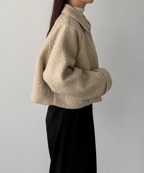 callautia（カラウティア）の「ループツイードステンカラーショートジップブルゾン（ブルゾン・レディース・ライトベージュ/アイボリー/ブラック・LARGE/MEDIUM/SMALL）」の13枚目の写真