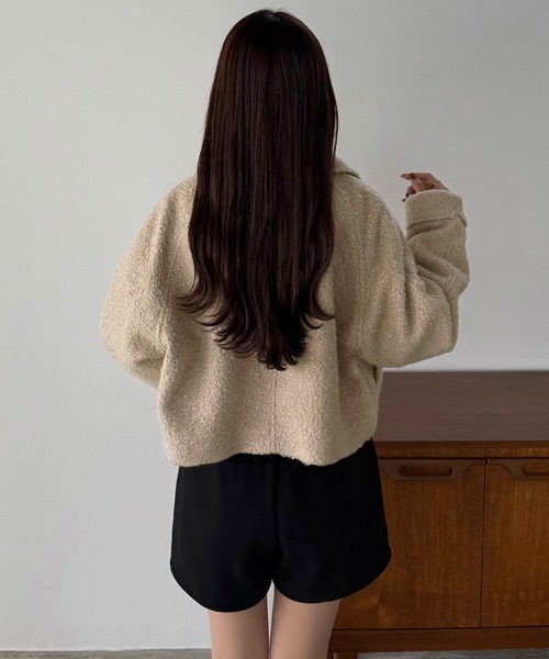 callautia（カラウティア）の「ループツイードステンカラーショートジップブルゾン（ブルゾン・レディース・ライトベージュ/アイボリー/ブラック・LARGE/MEDIUM/SMALL）」の14枚目の写真