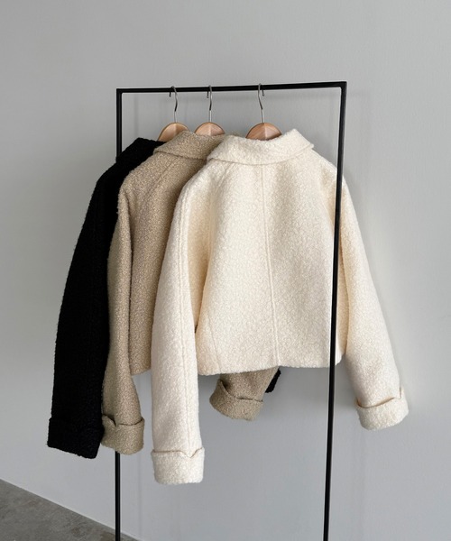 callautia（カラウティア）の「ループツイードステンカラーショートジップブルゾン（ブルゾン・レディース・ライトベージュ/アイボリー/ブラック・LARGE/MEDIUM/SMALL）」の19枚目の写真