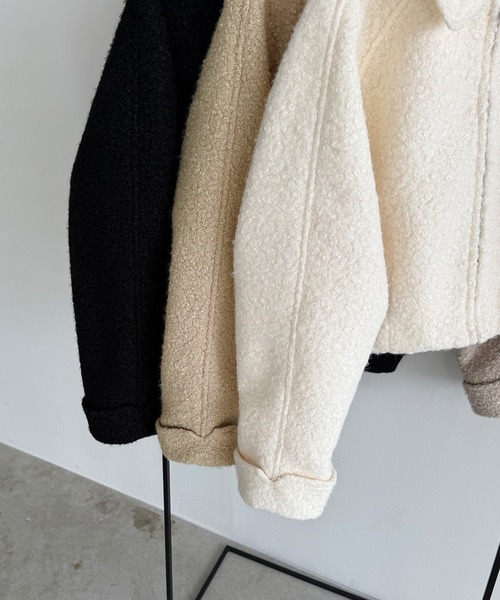 callautia（カラウティア）の「ループツイードステンカラーショートジップブルゾン（ブルゾン・レディース・ライトベージュ/アイボリー/ブラック・LARGE/MEDIUM/SMALL）」の21枚目の写真