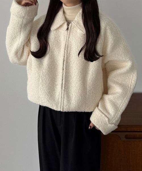 callautia（カラウティア）の「ループツイードステンカラーショートジップブルゾン（ブルゾン・レディース・ライトベージュ/アイボリー/ブラック・LARGE/MEDIUM/SMALL）」の22枚目の写真