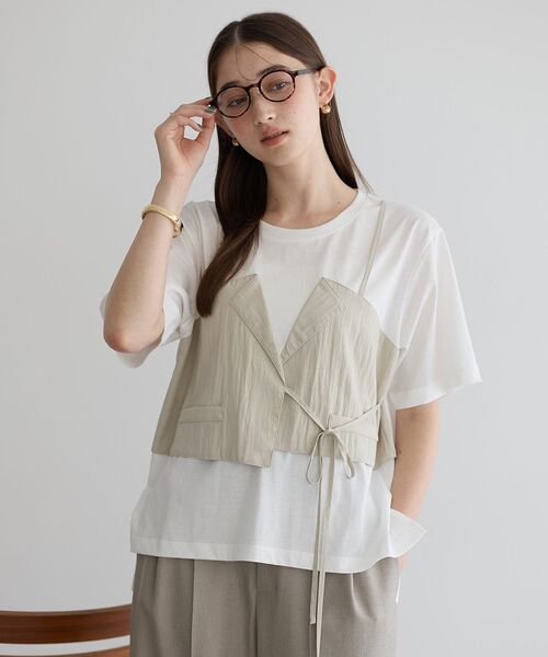 tシャツ ビスチェレイヤード風デザインTee レディース ビスチェレイヤード風デザインTee（Tシャツ/カットソー）｜Editt