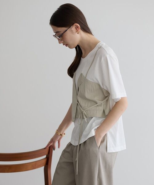 Editt by YECCA VECCA（エディットバイイェッカヴェッカ）の「ビスチェレイヤード風デザインTee（Tシャツ/カットソー・レディース・ブラック/ホワイト/ネイビー・FREE）」の17枚目の写真