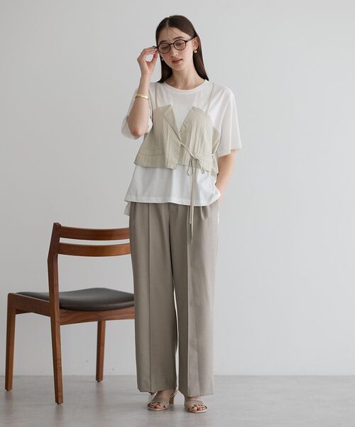 Editt by YECCA VECCA（エディットバイイェッカヴェッカ）の「ビスチェレイヤード風デザインTee（Tシャツ/カットソー・レディース・ブラック/ホワイト/ネイビー・FREE）」の21枚目の写真