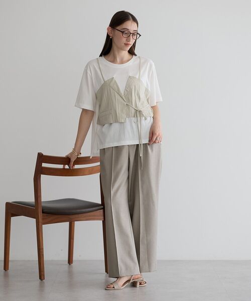 Editt by YECCA VECCA（エディットバイイェッカヴェッカ）の「ビスチェレイヤード風デザインTee（Tシャツ/カットソー・レディース・ブラック/ホワイト/ネイビー・FREE）」の22枚目の写真