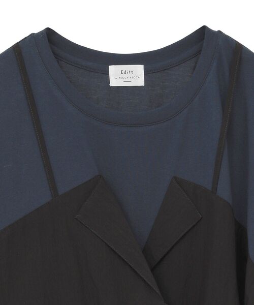 Editt by YECCA VECCA（エディットバイイェッカヴェッカ）の「ビスチェレイヤード風デザインTee（Tシャツ/カットソー・レディース・ブラック/ホワイト/ネイビー・FREE）」の6枚目の写真
