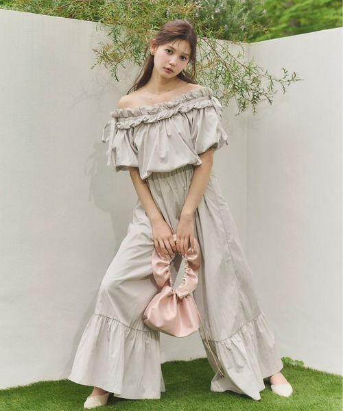 Olu.(オルドット)の「サテンフリルハンドバッグ(ハンドバッグ・レディース・アイボリー/ベビーピンク/ブルー系その他・FREE)」の6枚目の写真