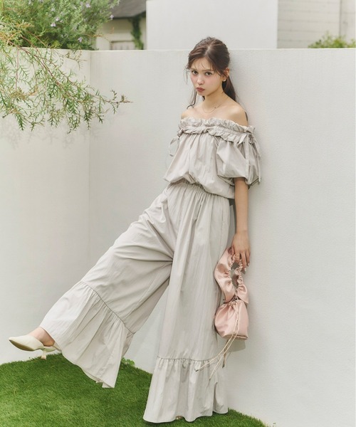 Olu.(オルドット)の「サテンフリルハンドバッグ(ハンドバッグ・レディース・アイボリー/ベビーピンク/ブルー系その他・FREE)」の7枚目の写真