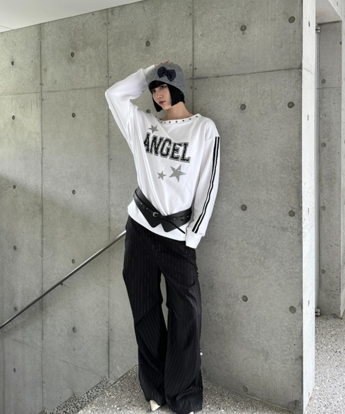 SETUPEXE（セットアップイーエックスイー）の「EYELET ANGEL MTM（Tシャツ/カットソー・レディース・ブラック/ホワイト・フリー）」の8枚目の写真