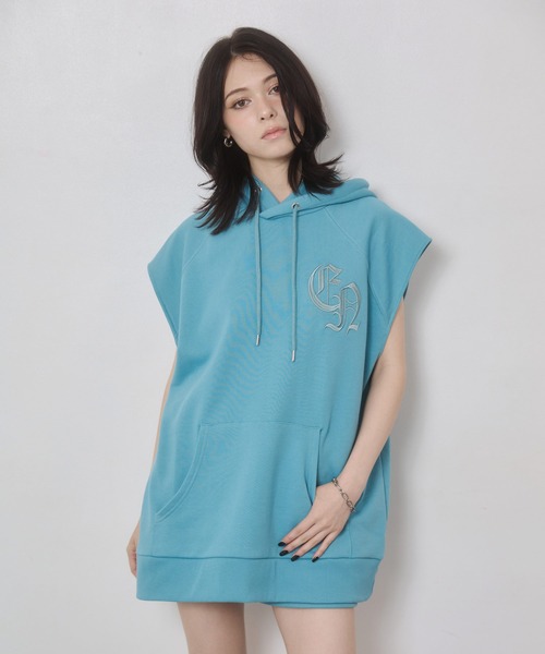 ENVYM パーカー ENVYM パーカー バック刺繍 ビックシルエット ジップ レディース